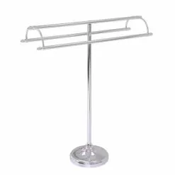 Allied Brass Free Standing Double Arm Towel Holder In Polished Chrome