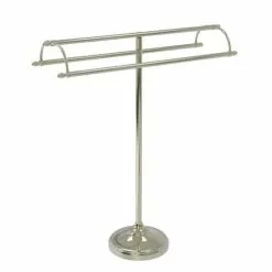 Allied Brass Free Standing Double Arm Towel Holder In Polished Nickel