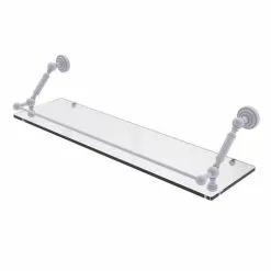 Allied Brass Dottingham Matte White 1-Tier Brass Wall Mount Bathroom Shelf
