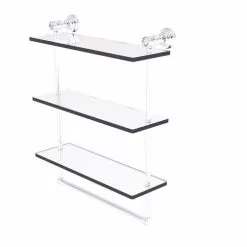 Allied Brass Carolina Crystal Polished Chrome 3-Tier Brass Wall Mount Bathroom Shelf