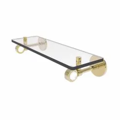 Allied Brass Clearview Unlacquered Brass 1-Tier Brass Wall Mount Bathroom Shelf