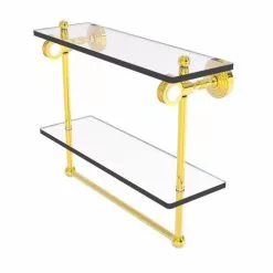 Allied Brass Pacific Grove Polished Brass 2-Tier Brass Wall Mount Bathroom Shelf
