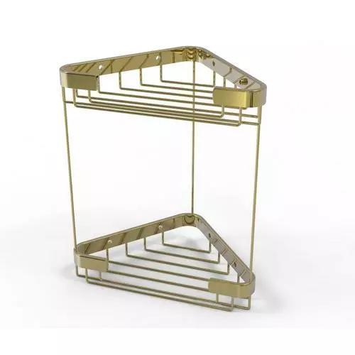 Allied Brass Double Tier Corner Shower Basket In Unlacquered Brass 3 Allied Brass Double Tier Corner Shower Basket In Unlacquered Brass