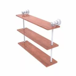 Allied Brass Carolina Matte White 3-Tier Brass Wall Mount Bathroom Shelf