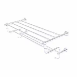 Allied Brass Carolina Collection 30-in Towel Shelf With Double Towel Bar In Polished Chrome