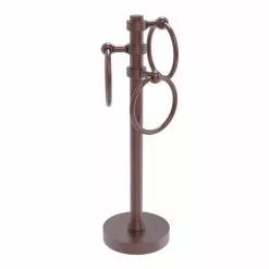 Allied Brass Vanity Top 3 Towel Ring Guest Towel Holder With Groovy Accents In Antique Copper