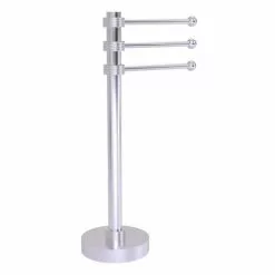 Allied Brass Vanity Top 3 Swing Arm Guest Towel Holder With Groovy Accents In Satin Chrome