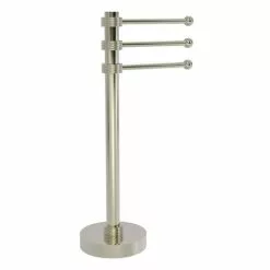 Allied Brass Vanity Top 3 Swing Arm Guest Towel Holder With Groovy Accents In Polished Nickel