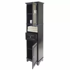 Winsome Wood Alps 18.11-in W X 70.87-in H X 12.99-in D Black Composite Freestanding Linen Cabinet