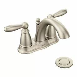 Moen Brantford Brushed Nickel 2-handle 4-in Centerset WaterSense Bathroom Sink Faucet With Drain -Bath and Faucet shop 026508160992xl 1800x1800