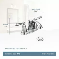 Moen Brantford Brushed Nickel 2-handle 4-in Centerset WaterSense Bathroom Sink Faucet With Drain -Bath and Faucet shop 026508162057 09103570 1800x1800