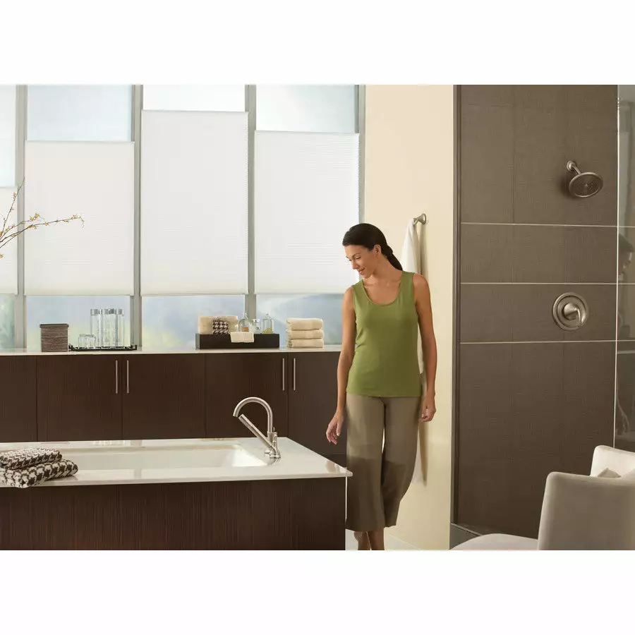 Moen Velocity Brushed Nickel 2-Spray Rain Shower Head 2.5-GPM (9.5-LPM) 5 Moen Velocity Brushed Nickel 2-Spray Rain Shower Head 2.5-GPM (9.5-LPM) - Image 3