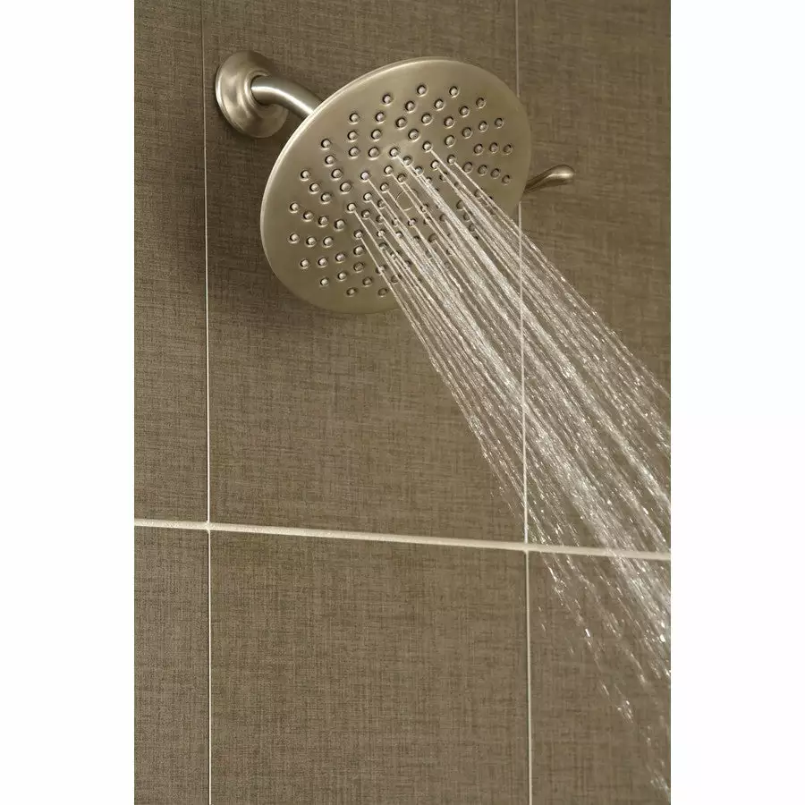 Moen Velocity Brushed Nickel 2-Spray Rain Shower Head 2.5-GPM (9.5-LPM) 4 Moen Velocity Brushed Nickel 2-Spray Rain Shower Head 2.5-GPM (9.5-LPM) - Image 2
