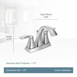 Moen Voss Brushed Nickel 2-handle 4-in Centerset WaterSense Bathroom Sink Faucet With Drain