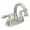 New Lower Price; Moen Caldwell Spot Resist Brushed Nickel 2-Handle 4-in Centerset WaterSense Bathroom Sink Faucet With Drain