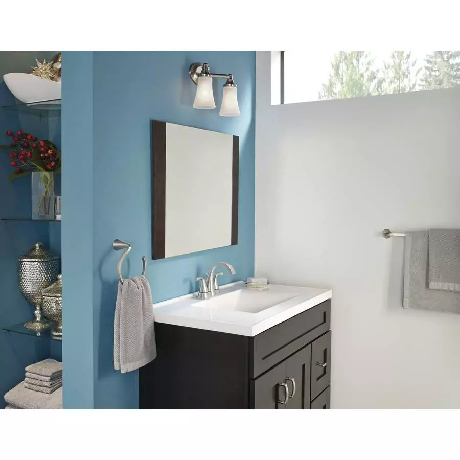 Moen Oxby Spot Resist Brushed Nickel 2-handle 4-in Centerset WaterSense Bathroom Sink Faucet With Drain 9 Moen Oxby Spot Resist Brushed Nickel 2-handle 4-in Centerset WaterSense Bathroom Sink Faucet With Drain - Image 7