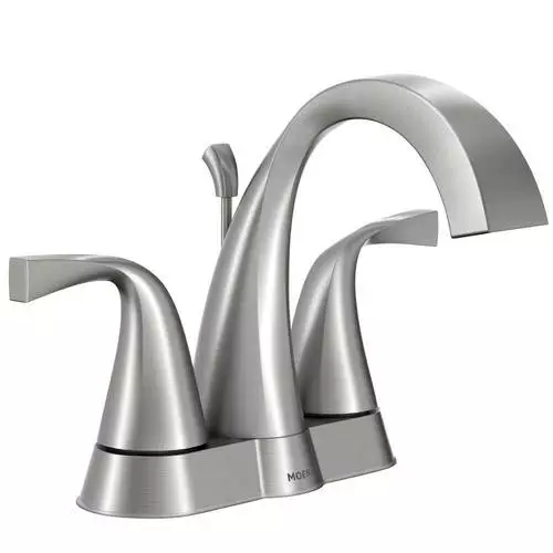 Moen Oxby Spot Resist Brushed Nickel 2-handle 4-in Centerset WaterSense Bathroom Sink Faucet With Drain 12 Moen Oxby Spot Resist Brushed Nickel 2-handle 4-in Centerset WaterSense Bathroom Sink Faucet With Drain - Image 10