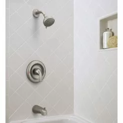 Moen Adler Spot Resist Brushed Nickel 1-Handle Bathtub And Shower Faucet With Valve 9 Moen Adler Spot Resist Brushed Nickel 1-Handle Bathtub And Shower Faucet With Valve -Bath and Faucet shop 026508271704 07700275 1800x1800