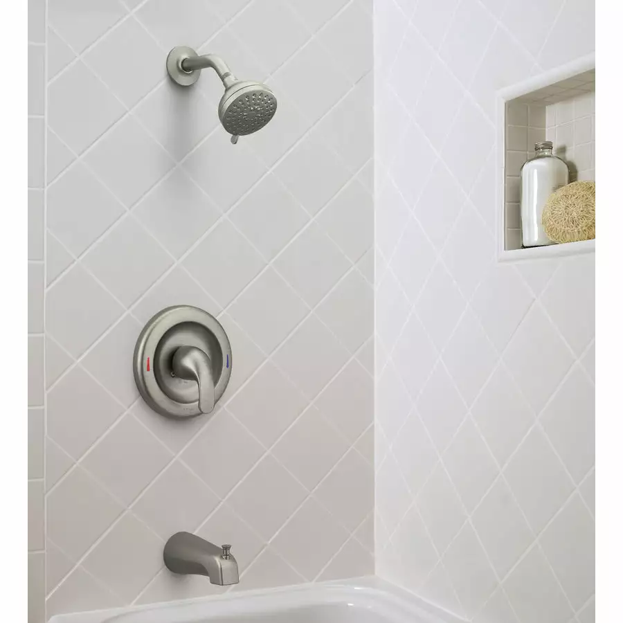 Moen Adler Spot Resist Brushed Nickel 1-Handle Bathtub And Shower Faucet With Valve 5 Moen Adler Spot Resist Brushed Nickel 1-Handle Bathtub And Shower Faucet With Valve - Image 3