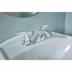 Moen Adler Spot Resist Brushed Nickel 2-handle 4-in Centerset WaterSense Bathroom Sink Faucet With Drain -Bath and Faucet shop 026508271759 09160983 1800x1800