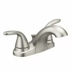 Moen Adler Spot Resist Brushed Nickel 2-handle 4-in Centerset WaterSense Bathroom Sink Faucet With Drain -Bath and Faucet shop 026508271766 10730753 1800x1800