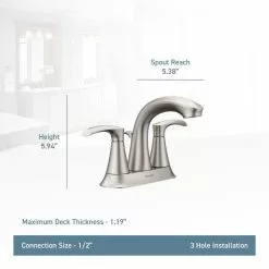 Moen Graeden Spot Resist Brushed Nickel 2-handle 4-in Centerset WaterSense Bathroom Sink Faucet With Drain -Bath and Faucet shop 026508275191 14611976 1800x1800