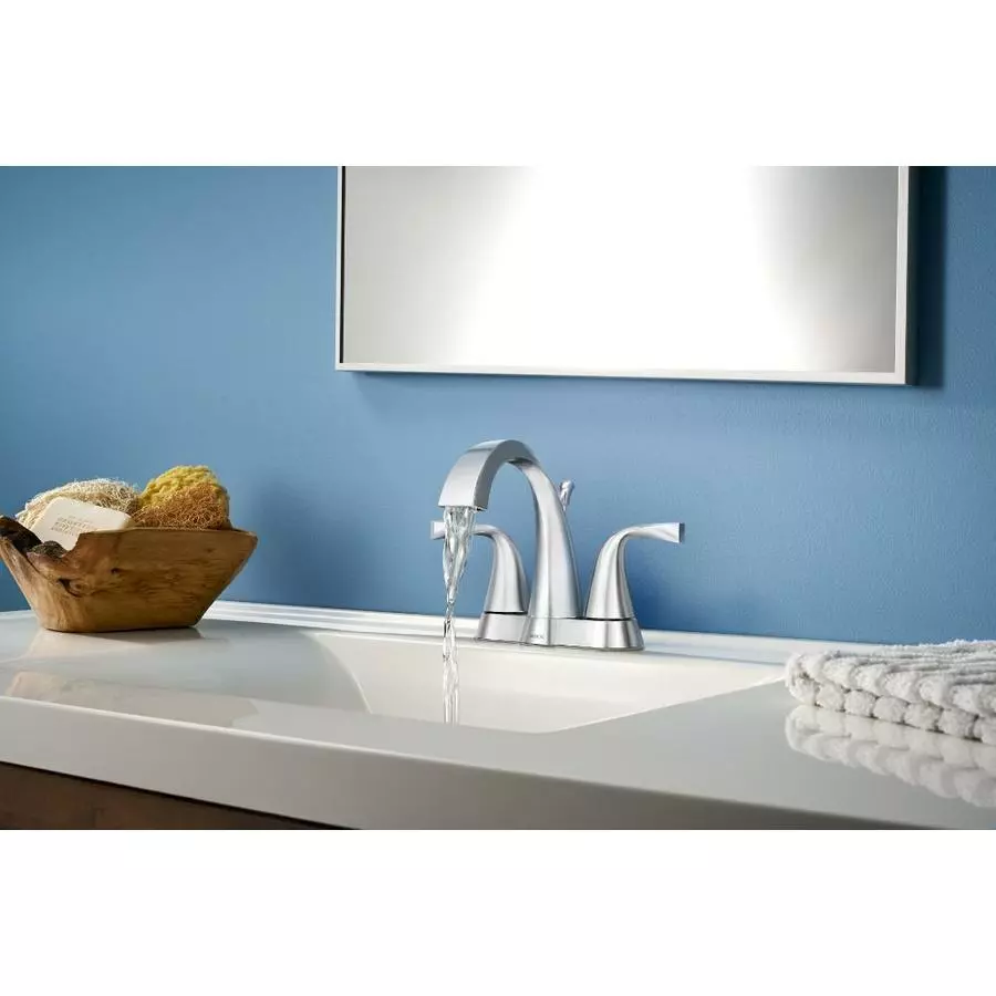 Moen Oxby Spot Resist Brushed Nickel 2-handle 4-in Centerset WaterSense Bathroom Sink Faucet With Drain 13 Moen Oxby Spot Resist Brushed Nickel 2-handle 4-in Centerset WaterSense Bathroom Sink Faucet With Drain - Image 11