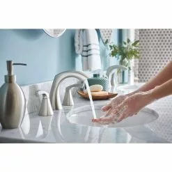 Moen Lindor Spot Resist Brushed Nickel 2-handle Widespread WaterSense Bathroom Sink Faucet With Drain 13 Moen Lindor Spot Resist Brushed Nickel 2-handle Widespread WaterSense Bathroom Sink Faucet With Drain -Bath and Faucet shop 026508282694 09256856 1800x1800
