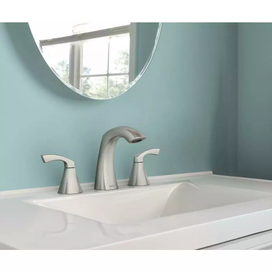 Moen Lindor Spot Resist Brushed Nickel 2-handle Widespread WaterSense Bathroom Sink Faucet With Drain 3 Moen Lindor Spot Resist Brushed Nickel 2-handle Widespread WaterSense Bathroom Sink Faucet With Drain