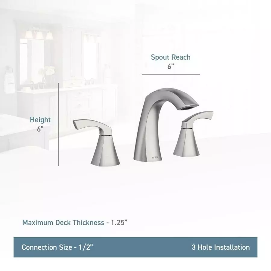Moen Lindor Spot Resist Brushed Nickel 2-handle Widespread WaterSense Bathroom Sink Faucet With Drain 9 Moen Lindor Spot Resist Brushed Nickel 2-handle Widespread WaterSense Bathroom Sink Faucet With Drain - Image 7