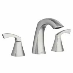 Moen Lindor Spot Resist Brushed Nickel 2-Handle Widespread WaterSense Bathroom Sink Faucet With Drain