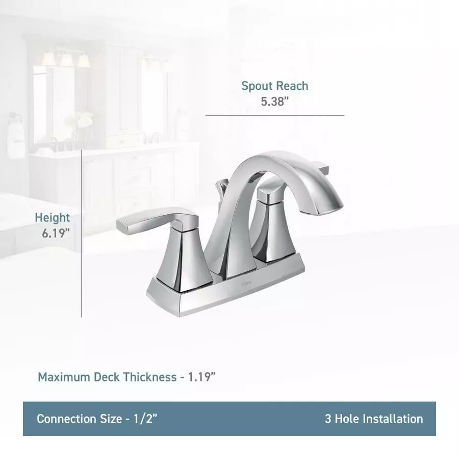 Moen Voss Brushed Nickel 2-handle 4-in Centerset WaterSense Bathroom Sink Faucet With Drain 7 Moen Voss Brushed Nickel 2-handle 4-in Centerset WaterSense Bathroom Sink Faucet With Drain - Image 5
