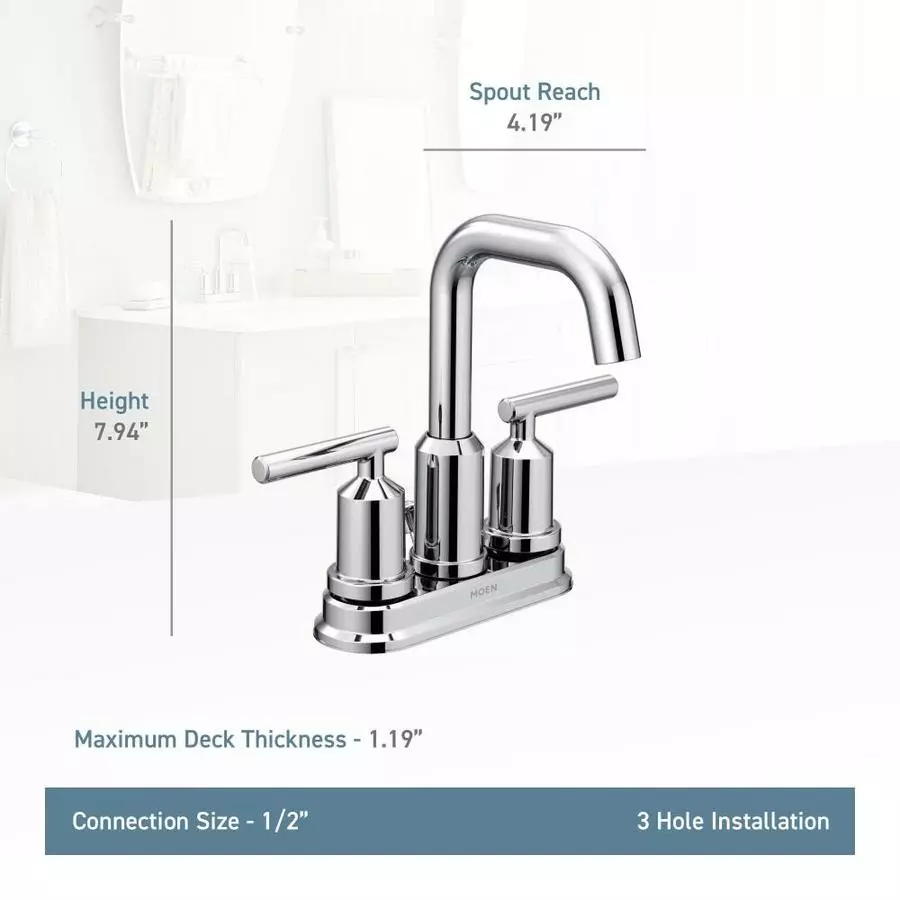 Moen Gibson Matte Black 2-handle 4-in Centerset WaterSense Bathroom Sink Faucet With Drain 11 Moen Gibson Matte Black 2-handle 4-in Centerset WaterSense Bathroom Sink Faucet With Drain - Image 9