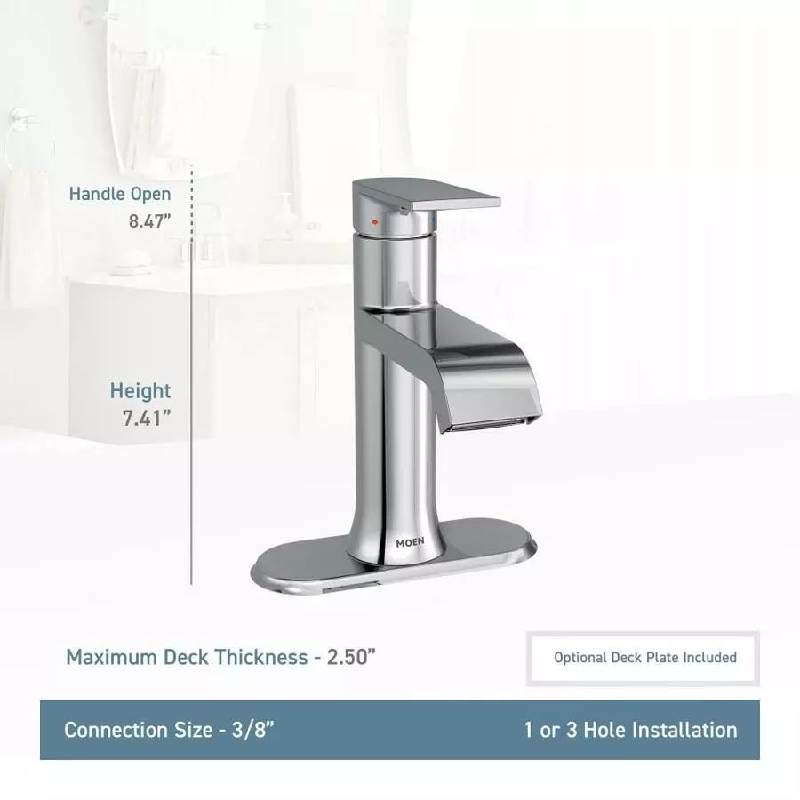 Moen Genta Brushed Nickel 1-handle Single Hole WaterSense Bathroom Sink Faucet With Drain 4 Moen Genta Brushed Nickel 1-handle Single Hole WaterSense Bathroom Sink Faucet With Drain - Image 2