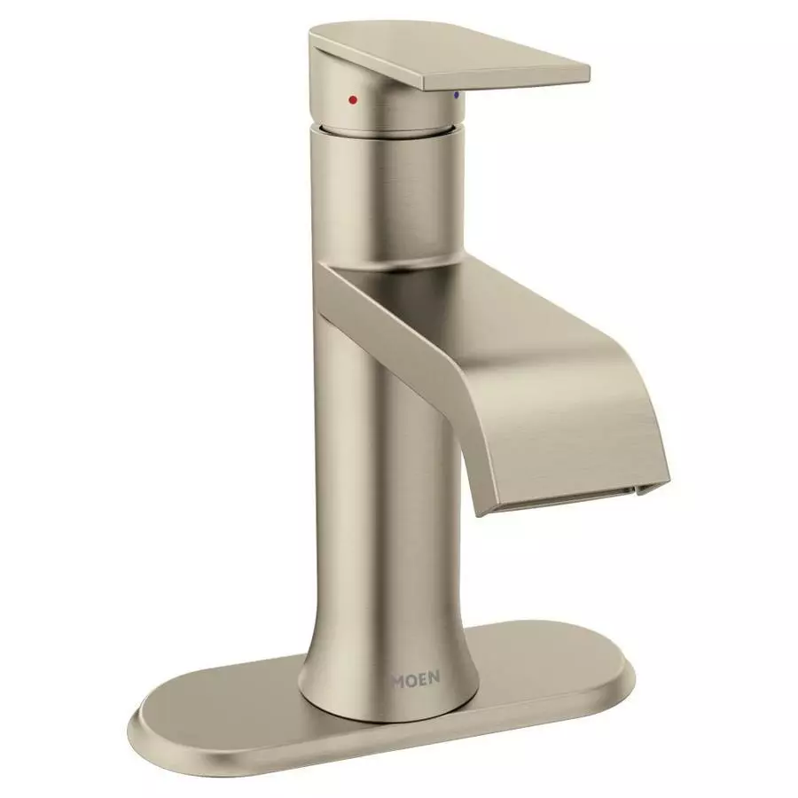 Moen Genta Brushed Nickel 1-handle Single Hole WaterSense Bathroom Sink Faucet With Drain 3 Moen Genta Brushed Nickel 1-handle Single Hole WaterSense Bathroom Sink Faucet With Drain