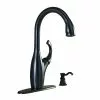 In Stock Hardwarestore Delivery Contemporary Single-Handle Pull-Down Sprayer Kitchen Faucet With Soap Dispenser In Mediterranean Bronze