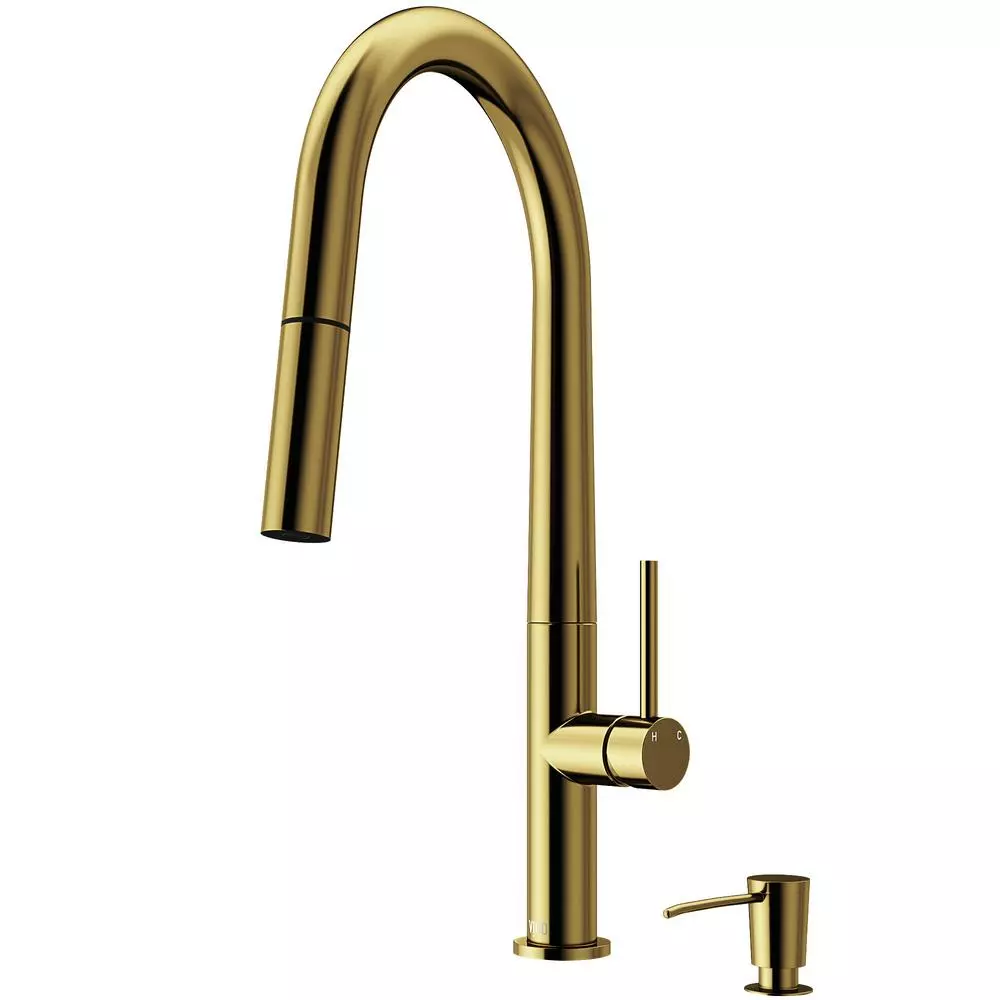 In Stock Hardwarestore Delivery Greenwich Single-Handle Pull-Down Sprayer Kitchen Faucet With Soap Dispenser In Matte Gold 3 In Stock Hardwarestore Delivery Greenwich Single-Handle Pull-Down Sprayer Kitchen Faucet With Soap Dispenser In Matte Gold