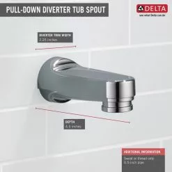 Delta Polished Brass Bathtub Spout With Diverter
