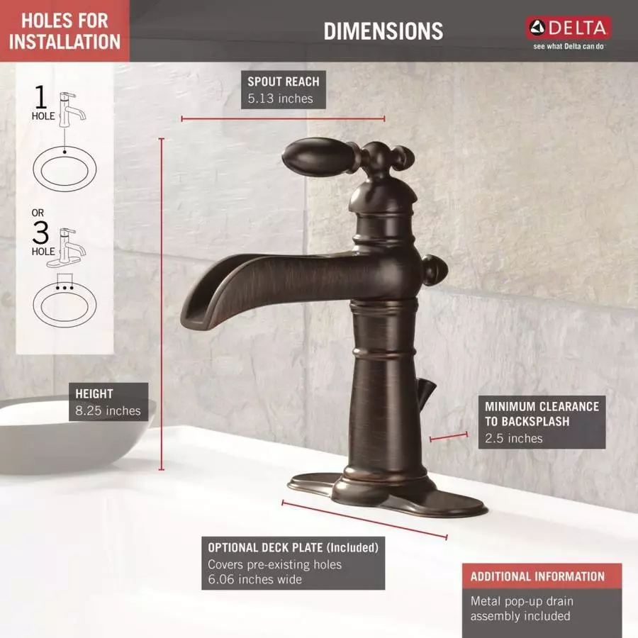 Delta Victorian Venetian Bronze 1-handle Single Hole/4-in Centerset WaterSense Bathroom Sink Faucet With Drain 4 Delta Victorian Venetian Bronze 1-handle Single Hole/4-in Centerset WaterSense Bathroom Sink Faucet With Drain - Image 2