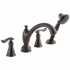 Valspar Delta Linden Venetian Bronze 2-Handle Residential Deck Mount Roman Bathtub Faucet With Hand Shower