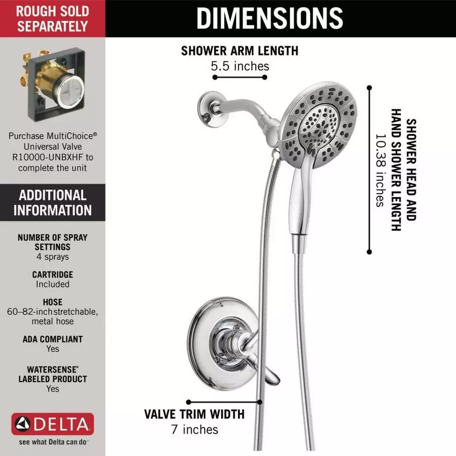 Delta Linden Chrome 1-Handle Shower Faucet 5 Delta Linden Chrome 1-Handle Shower Faucet - Image 3
