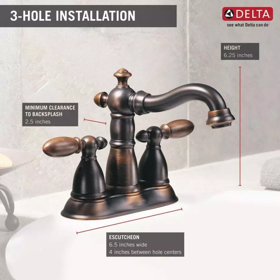 Delta Victorian Venetian Bronze 2-handle 4-in Centerset WaterSense Bathroom Sink Faucet With Drain 4 Delta Victorian Venetian Bronze 2-handle 4-in Centerset WaterSense Bathroom Sink Faucet With Drain - Image 2