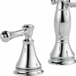 Delta Cassidy Chrome 2-handle Widespread WaterSense Bathroom Sink Faucet With Drain