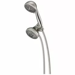 Delta Universal Showering Components Brushed Nickel 5-Spray Dual Shower Head 2.5-GPM (9.5-LPM) -Bath and Faucet shop 034449712910xl 1800x1800
