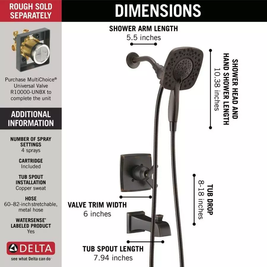 Delta Ashlyn Venetian Bronze 1-Handle Bathtub And Shower Faucet 5 Delta Ashlyn Venetian Bronze 1-Handle Bathtub And Shower Faucet - Image 3