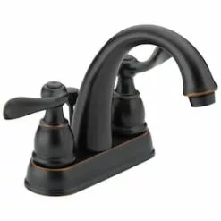 Delta Windemere Oil Rubbed Bronze 2-Handle 4-in Centerset WaterSense Bathroom Sink Faucet With Drain