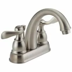 Delta Windemere Brushed Nickel 2-Handle 4-in Centerset WaterSense Bathroom Sink Faucet With Drain