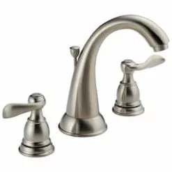 New Lower Price; Delta Windemere Brushed Nickel 2-Handle Widespread WaterSense Bathroom Sink Faucet With Drain