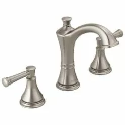Delta Valdosta Spotshield Brushed Nickel 2-Handle Widespread WaterSense Bathroom Sink Faucet With Drain