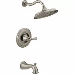 Delta Valdosta With H2Okinetic Technology Spotshield Brushed Nickel 1-Handle Bathtub And Shower Faucet With Valve -Bath and Faucet shop 034449826136xl 1800x1800
